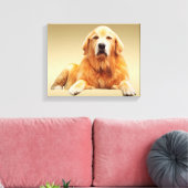 ゴールデンレトリバードッグウォーターカラーアート絵画ズ キャンバスプリント (インサイチュ (リビング))
