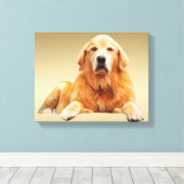 ゴールデンレトリバードッグウォーターカラーアート絵画ズ キャンバスプリント (インサイチュ (ウッドフロア))