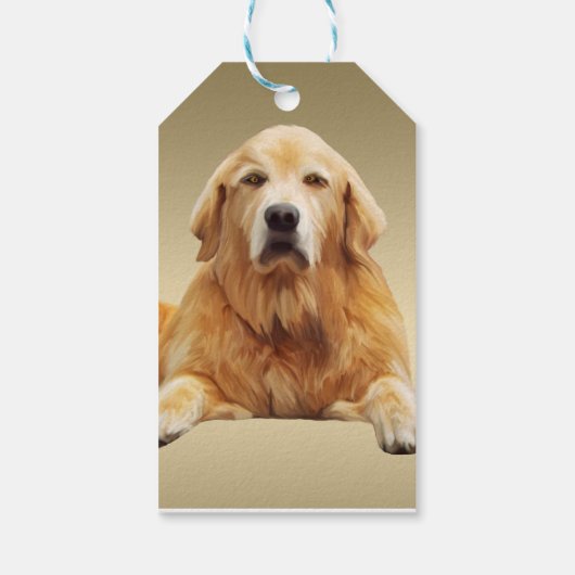 ゴールデンレトリバードッグウォーターカラーアート絵画ズ ギフトタグ (裏面)