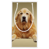 ゴールデンレトリバードッグウォーターカラーアート絵画ズ スモールペーパーバッグ (正面)