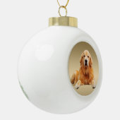 ゴールデンレトリバードッグウォーターカラーアート絵画ズ セラミックボールオーナメント (左)