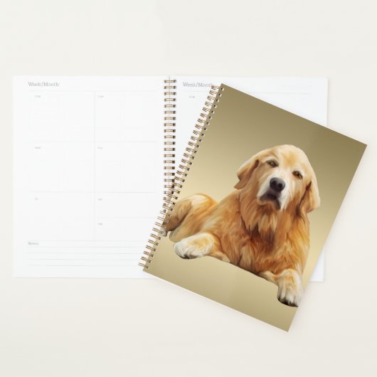 ゴールデンレトリバードッグウォーターカラーアート絵画ズ プランナー手帳 (ディスプレー)