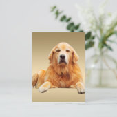 ゴールデンレトリバードッグウォーターカラーアート絵画ズ ポストカード (スタンド正面)