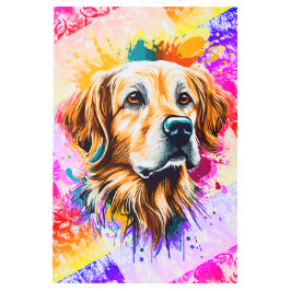 ゴールデンレトリバードッグカラフル – ゴールデンレトリバー メタルプリント