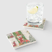 ゴールデンレトリバードッグクリスマス ストーンコースター (横)