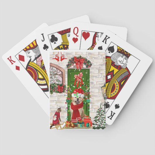 ゴールデンレトリバードッグクリスマス トランプ (裏面)