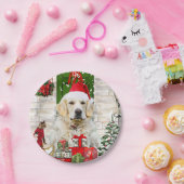 ゴールデンレトリバードッグクリスマス ペーパープレート (パーティー)