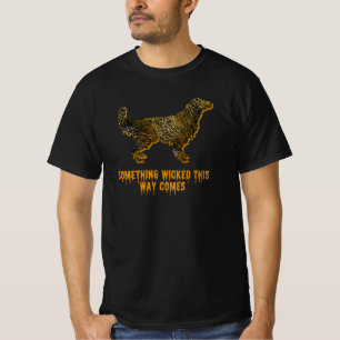 ゴールデンレトリバードッグシルエットおもしろいハロウィーン Tシャツ