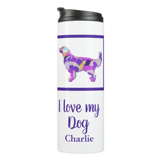 ゴールデンレトリバードッグシルエットパープルPY&B タンブラー (回転右)