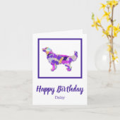 ゴールデンレトリバードッグシルエットPPY&B誕生日 カード (黄色い花)