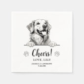 ゴールデンレトリバードッグスケッチパーソナライズされた応援 スタンダードカクテルナプキン (正面)