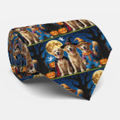 ゴールデンレトリバードッグスパンプキンハロウィンおもしろい ネクタイ (ロール)