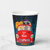 ゴールデンレトリバードッグドライビングカーホラーハロウィーン 紙コップ (裏面)