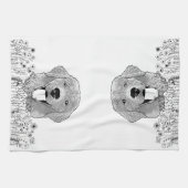 ゴールデンレトリバードッグハパーソナライズされたンドスケッチ キッチンタオル (横)