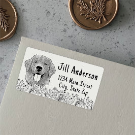 ゴールデンレトリバードッグハパーソナライズされたンドスケッチ ラベル