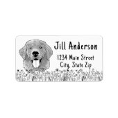 ゴールデンレトリバードッグハパーソナライズされたンドスケッチ ラベル (正面)