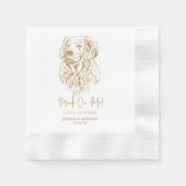 ゴールデンレトリバードッグハンド結婚スケッチ 縁ありカクテルナプキン (正面)