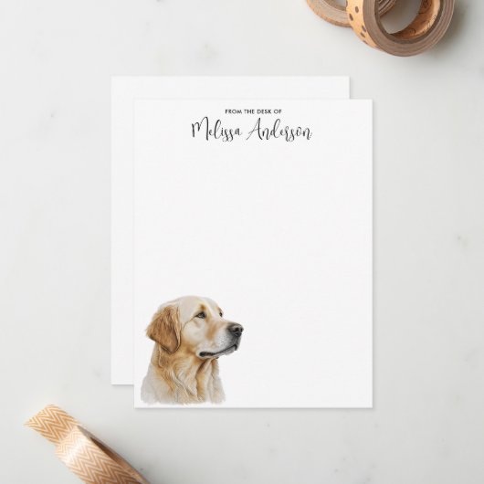 ゴールデンレトリバードッグパーソナライズされた恋人の水色 ノートカード (正面/裏面インサイチュ)