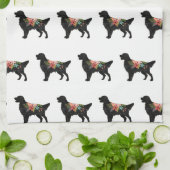 ゴールデンレトリバードッグブリードボヘミアンフローラ キッチンタオル (折り畳み)