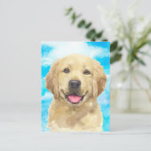 ゴールデンレトリバードッグペットアニマルウォーター色 ポストカード (スタンド正面)