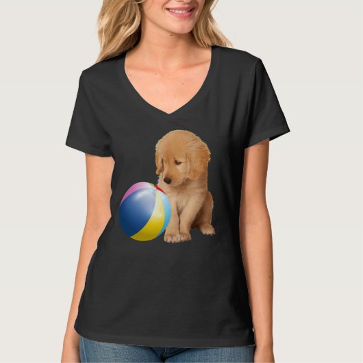 ゴールデンレトリバードッグペット及びボールラブラドール子犬 Tシャツ (正面)