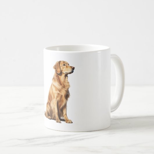 ゴールデンレトリバードッグポートレート威厳のある- Pet Illus コーヒーマグカップ (正面右)