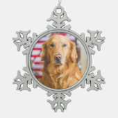 ゴールデンレトリバードッグポートレート スノーフレークピューターオーナメント (正面)