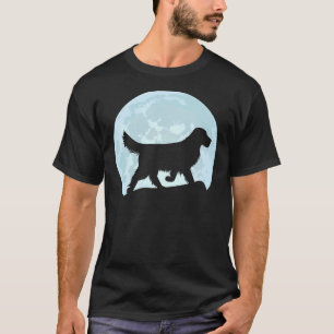 ゴールデンレトリバードッグムーンシルエット Tシャツ