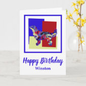 ゴールデンレトリバードッグレッドブルーイエロー誕生日カード カード (黄色い花)