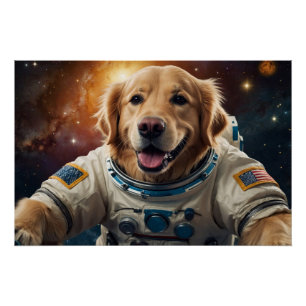 ゴールデンレトリバードッグ宇宙 ポスター