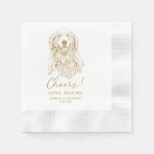 ゴールデンレトリバードッグ応援カスタムカクテルナプキン 縁ありカクテルナプキン (正面)