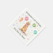 ゴールデンレトリバードッグ誕生日パーティー スタンダードカクテルナプキン (角)