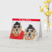 ゴールデンレトリバードレスアップ誕生日 カード (黄色い花)