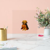 ゴールデンレトリバーハロウィーンドッグとパンプキンキャンディ アクリルサイン (ウェディング)