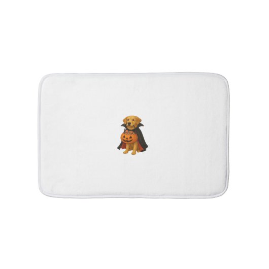 ゴールデンレトリバーハロウィーンドッグとパンプキンキャンディ バスマット (正面)