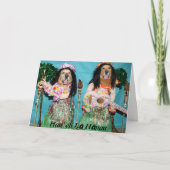 ゴールデンレトリバーハワイアンフラ誕生日 カード (正面)