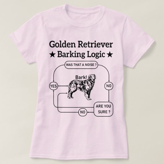 ゴールデンレトリバーバーキングロジックおもしろい犬皮肉 Tシャツ (デザイン正面)