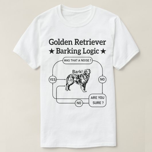 ゴールデンレトリバーバーキングロジックおもしろい犬皮肉 Tシャツ (デザイン正面)