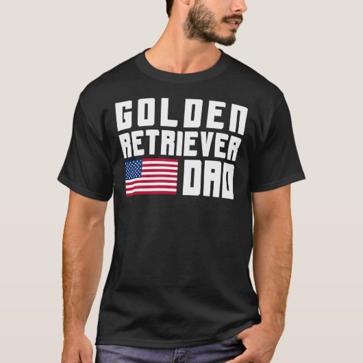 ゴールデンレトリバーパパアメリカ国旗 Tシャツ (正面)