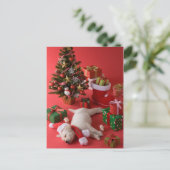 ゴールデンレトリバーパピーとクリスマス シーズンポストカード (スタンド正面)