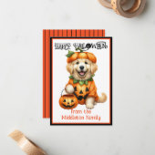 ゴールデンレトリバーパピードッグハッピーハローウィン ノートカード (正面/裏面インサイチュ)