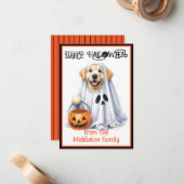 ゴールデンレトリバーパピードッグハッピーハローウィン ノートカード (正面/裏面インサイチュ)