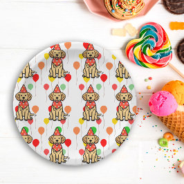 ゴールデンレトリバーパピーバースデーパーティープレート ペーパープレート