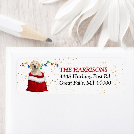 ゴールデンレトリバーパピー抱き枕差出人住所 ラベル (インサイチュ)