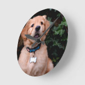 ゴールデンレトリバーパピー ラウンド壁時計 (傾斜)