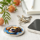 ゴールデンレトリバーパピー;犬の恋人;動物愛好家 キーホルダー (側面)