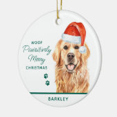 ゴールデンレトリバーパーソナライズされたドグメリークリスマス セラミックオーナメント (左)