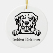 ゴールデンレトリバーパーソナライズされたドッグ名 セラミックオーナメント (正面)