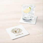 ゴールデンレトリバーパーソナライズされた犬 スクエアペーパーコースター (インサイチュ)