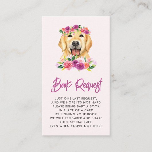 ゴールデンレトリバーパープルフローラブックリクエスト エンクロージャーカード (正面)